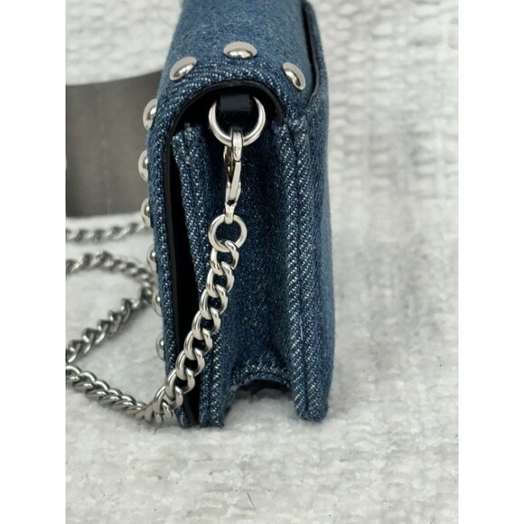 Coach Studded Blue Denim Wallet With Chain Strap #100504 - Picture 3 of 8